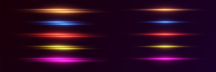 Collection of neon lines, laser beam and light effect.