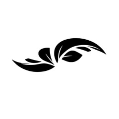 Black Leaves on White Background: A minimalistic image of a stylized leaf arrangement on a white backdrop.