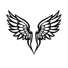 Vectorized Illustration of Angelic Wings in Black on White Background
