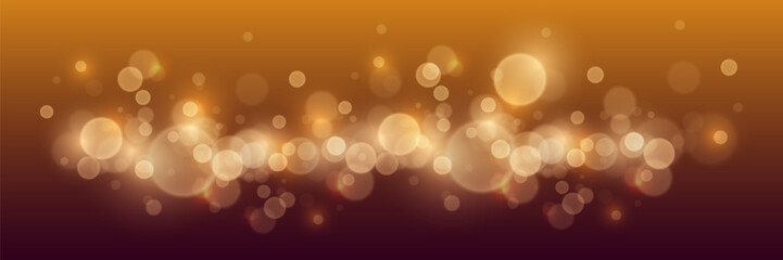 Magic golden bokeh, light lights and sparks. Vector EPS10