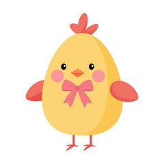 Vector Illustration of Cartoon Chick, egg-shaped, Easter Concept