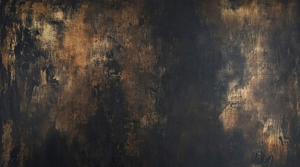 Fototapeta premium Textured dark wall backdrop with gold and brown abstract patterns, perfect for artistic projects, design presentations, and creative backgrounds.