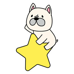 大きなお星さまに乗っているフレンチブルドッグ