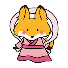 織姫の格好をしたキツネ
