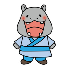 彦星の格好をしたカバ