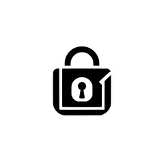 Black and white illustration of a padlock icon with a keyhole on a white background.