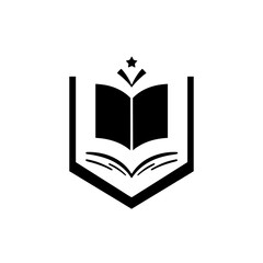 Black and White Shielded Open Book in a Badge-Shaped Frame, a star on top.