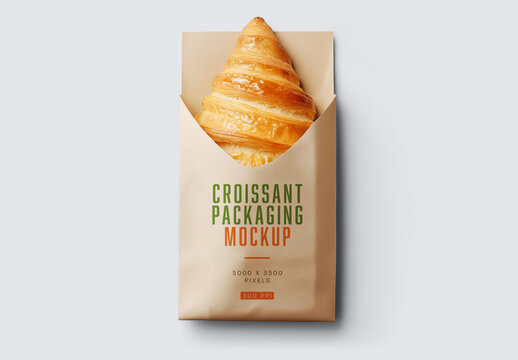 Croissant Packaging Mockup for Food and Beverage Branding and Packaging Design