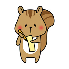 短冊に七夕の願い事を書くリス