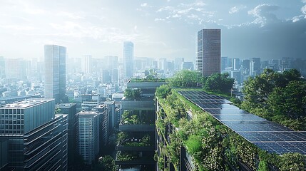 Obraz premium Eco-Friendly Cityscape Sustainable Urban Development.