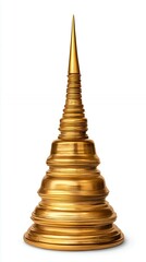 Golden Buddhist Stupa Isolated On White