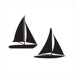 Fototapeta premium sailing ship on white background, Simple black silhouette of two sailing boats on white background