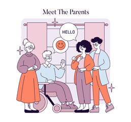 First Love. Flat Vector Illustration