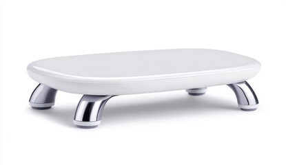White Laptop Stand with Chrome Legs on White Background