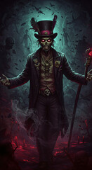 Photorealistic painting of, dark voodoo aesthetic, dramatic lighting, esoteric, mysterious, creepy, horror, Dream core, surreal