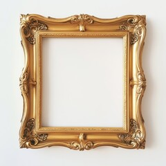 Gold ornate picture frame on white background (1)