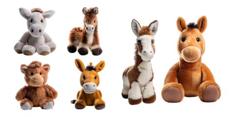 Cute Collection of Soft Plush Animal Toys in Various Poses