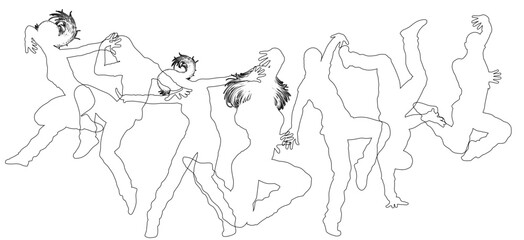 Street dancers dancing silhouette hip hop dance silhouettes poses set