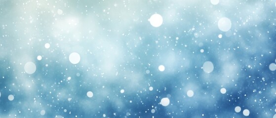 Snowfall background with soft bokeh lights, winter atmosphere, blue gradient texture, dreamy effect, festive season, blurred snowfall in nature.