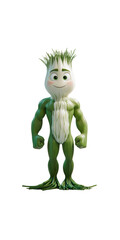 Cheerful Cartoon Leek Character, Strong and Happy Vegetable Mascot