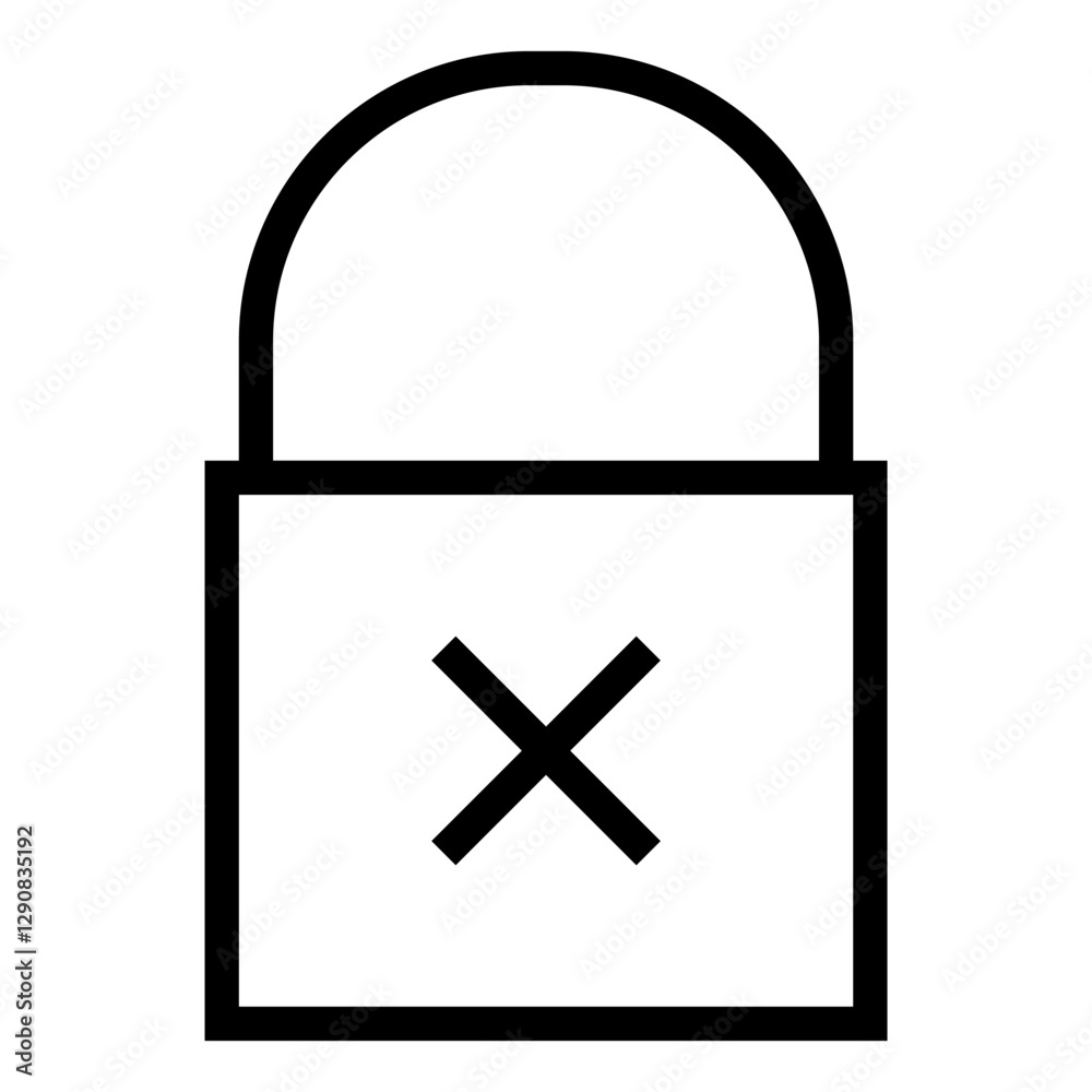 Poster lock icon with cross indicates system error or access denied