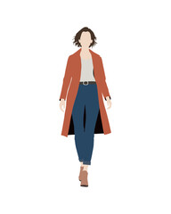 Flat vector people and illustration, woman with casual outfit