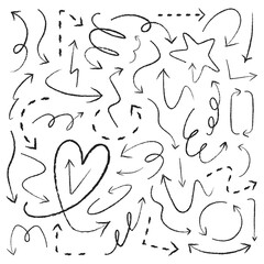 PNG Playful doodle arrows and shapes on transparent background