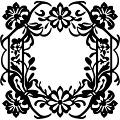 Black Floral Border with Artistic Frame and Ornate Detail