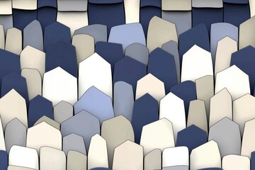 Obraz premium Abstract Geometric Pattern of Scaled Shapes in Muted Blues, Grays, and Creams