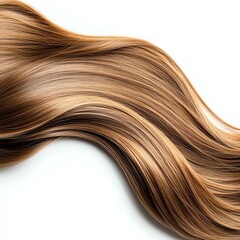 Fototapeta premium Beautiful flowing brown hair on a white background.