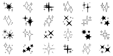 PNG Sparkling star shapes collection, transparent background