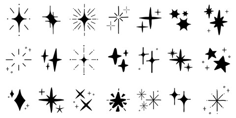 PNG Sparkling starburst decorative elements, transparent background