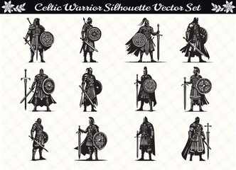 Black Celtic Warrior Silhouette Illustration for Logos Prints and Design