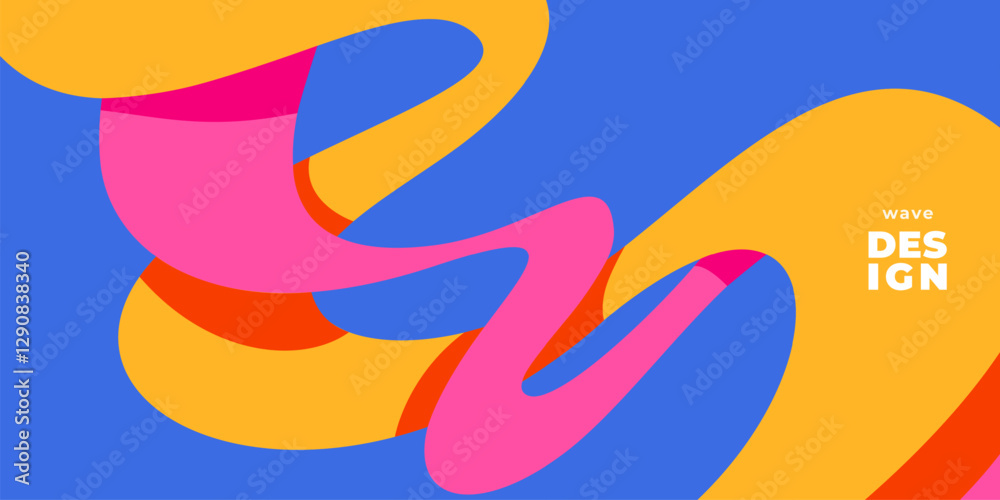 Poster wave shapes vector background. wavy pattern with liquid ribbons in simple retro modern style. minima