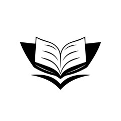 A stylized logo showing an open book with a black-and-white color palette, on a white background.