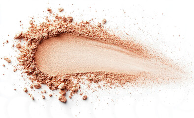 Peach powder makeup texture, isolated on a transparent  background. 
