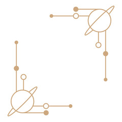 Aesthetic celestial png frame, gold line art style for journal decoration, transparent background