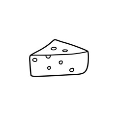 A cartoon, illustrated wedge of cheese with holes, on a white background.