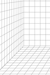 3D grid wireframe grid room background design element