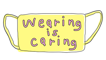 Wearing is caring mask png new normal lifestyle doodle sticker