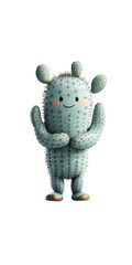 Adorable Cartoon Cactus Character with Arms Crossed, Smiling, 3D Render