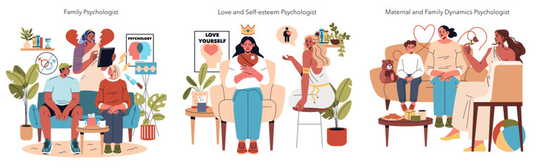 Psychotherapists. Flat Vector Illustration