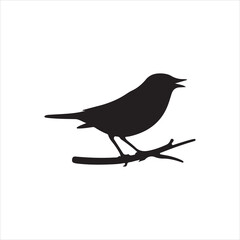 Obraz premium vector illustration of a bird, A simple, elegant silhouette of a bird in mid-flight against a clean white background.