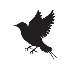 Obraz premium vector illustration of a bird, Silhouette of a bird in flight, perfect for design elements.