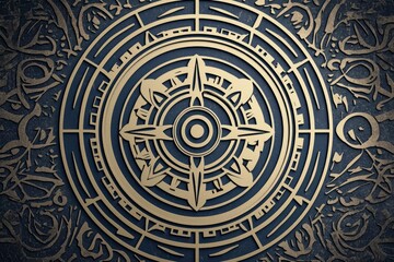 Intricate Gold and Blue Mandala Design Sacred Geometry Background