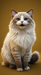 Obraz premium 3d cat on a yellow background