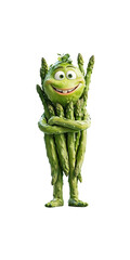 Obraz premium Jolly Asparagus Character Fun 3D Render of a Smiling Vegetable Person