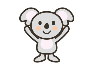 笑顔でバンザイをするかわいいコアラのイラスト