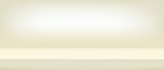 Background ivory shelf studio, pastel beige nude space room tabletop, vector illustration. Limbo countertop backdrop.