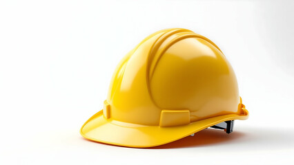 Yellow hard hat isolated on white, representing construction safety and protection